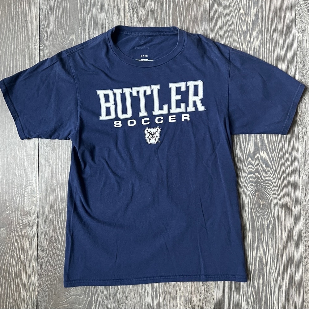 Butler University Bulldogs short sleeve, navy soccer T-shirt. Men’s size small.